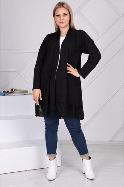 ViolettaXL Women's Black Plus Size Skirt Guipure Lycra Viscose Cardigan