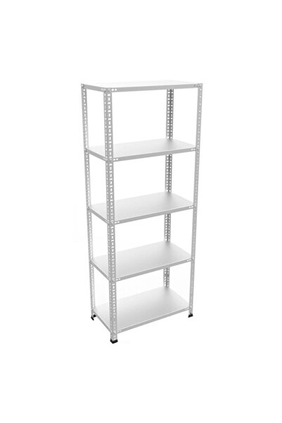 Acar Raf Çelik Raf 5 Katlı 31x75x200 Cm Galvaniz Çelik Raf. Depo, Arşiv, Kiler, Dosya ,market, Bakkal Rafı