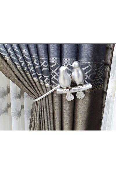 Genel Markalar 2 Li Kuş Kolbağı Gümüş Kenar Perde Toplama (1 ADET)