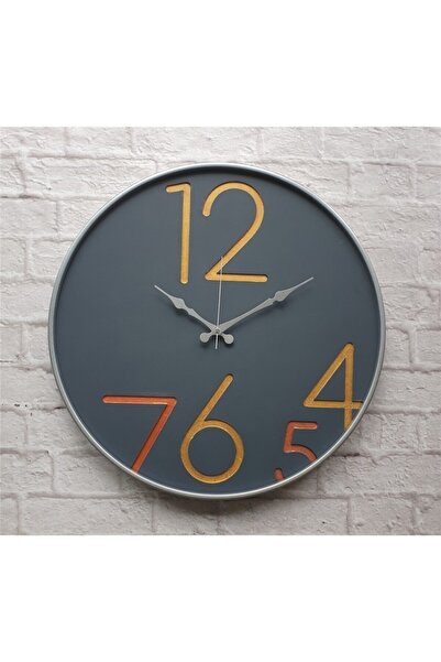 Markakanvas Metalik Gri Metal Kasalı Antrasit Duvar Saati Altın (gold)-bakır Çap 50cm