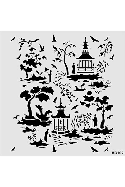 STENCİLTASARIM Stencil Tasarım Hd102 Çin Deseni Boyama Şablonu - Dekoratif Duvar Ve Eşya Boyama Şablonları