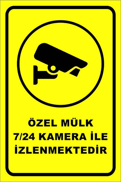 Özel Mülk 7/24 Kamera Ile Izlenmektedir 20x30cm Metal Uyarı Levhası