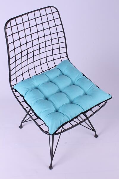 ALTINPAMUK Μαξιλάρι καρέκλας Pera Pofidik Pompom Turquoise Special 9 ραμμένο ...