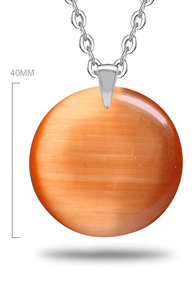 Tesbih Atölyesi Natural Orange Agate Stone - Certified Round Necklace