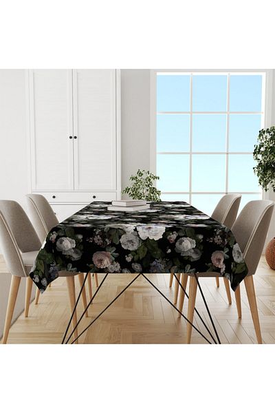 Adawall Black Floral Tablecloth 160x220cm