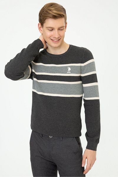 U.S. Polo Assn. Γκρι ανδρικό πουλόβερ