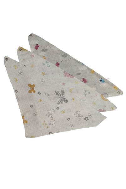 BeybiNest وشاح أطفال موسلين 3 قطع نمط بناتي