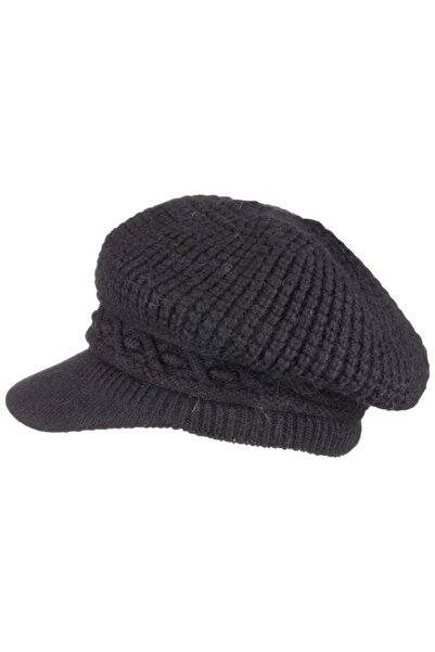 Suyutti İçi Polarlı Siyah Renk Kadın Siperli Bere