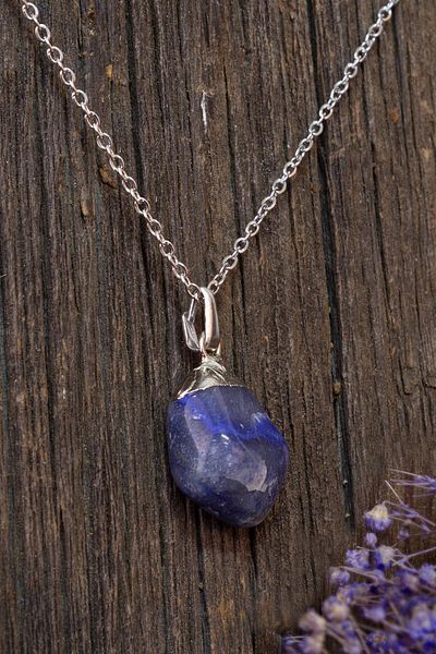 Dünya Doğal Taş Sodalite Stone Women's Necklace