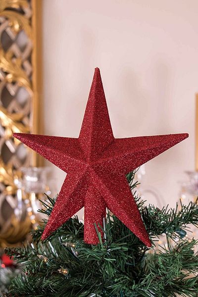 Yenigeldi Christmas Tree Star, Peak Star, Pine Tree Ornament, Star Ornament Red 20 cm