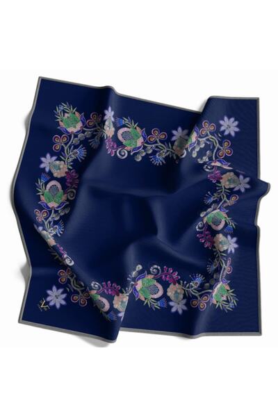 19V69 ITALIA Çiçekli Desen Gold Seri Twill Eşarp Askısı Ve Hediyelik Seti Ile...