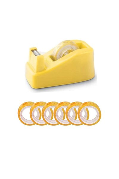Mas 640 Fiesta Tape Cutter 20 Mt- 6 Pieces of Tape Yellow