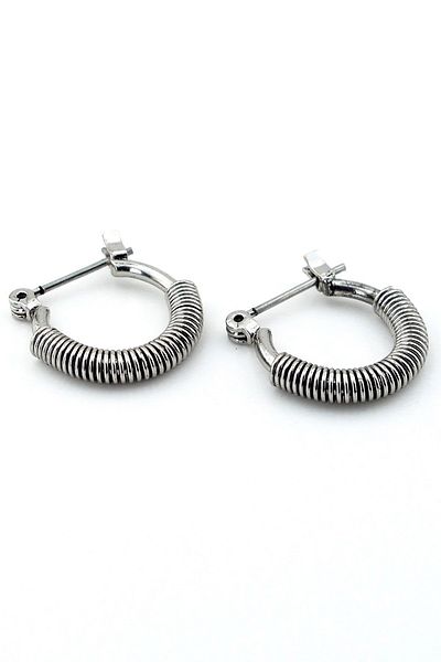 Solfera Bow Shaped Silver Color Steel Unisex Men's Women's Hoop Earrings E952