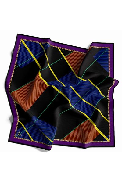 19V69 ITALIA Pattern Plaid Serie Gold Twill cu Agatator Eșarfe și Set Cadou 90x90 Cm