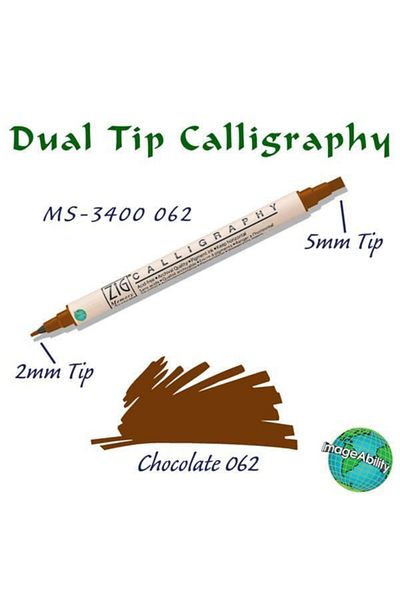 Zig Calligraphy Double Ended Calligraphy Pen 2 mm + 5 mm 062 Chocolate