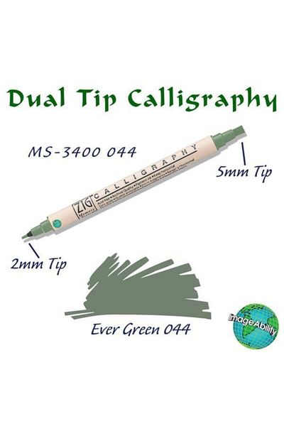 Zig Calligraphy Double Ended Calligraphy Pen 2 mm + 5 mm 044 Ever Green