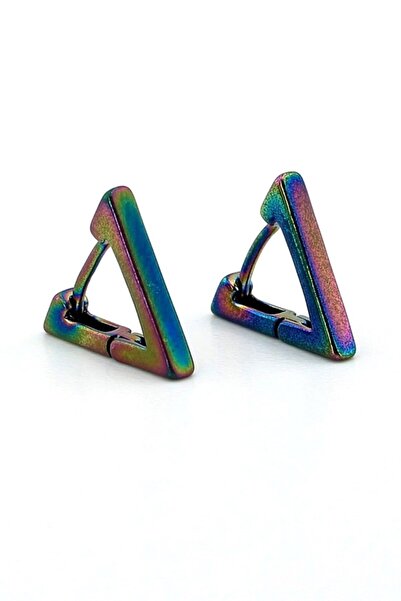 Solfera Men's Earrings E956 - Shaped Stainless and Iridescent Rotating Steel