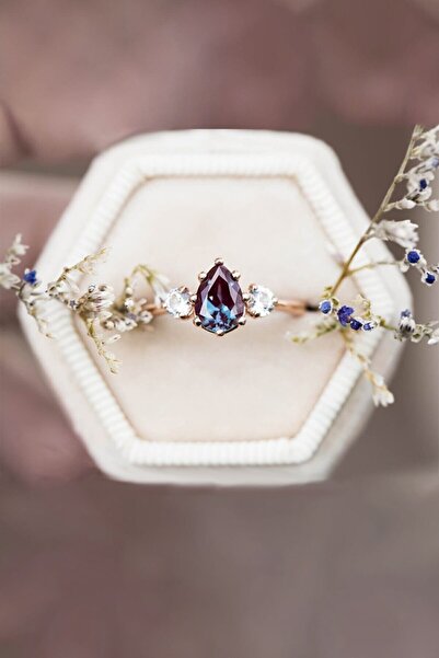 Eva Jewelry Mistik Topaz Ayarlanabilir 14 K Rose Altın Kaplama Kadın Yüzük