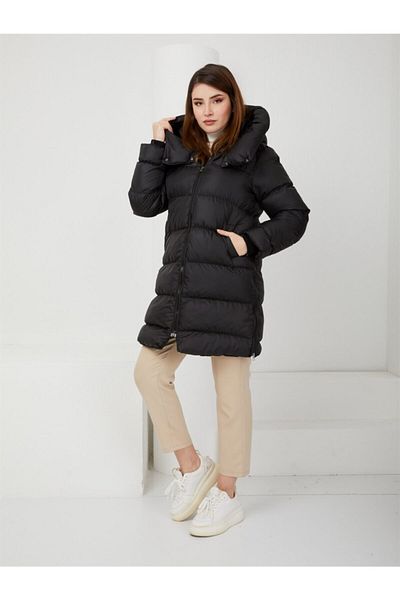 Olcay Plus Size Winterjacket - Black - Puffer