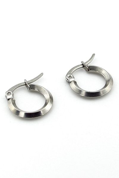Solfera Silver Colored Steel Unisex Men's Women's Hoop Earrings E959