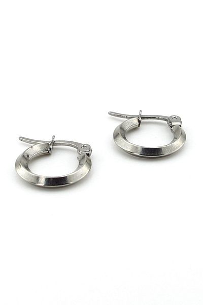 Solfera Silver Colored Steel Unisex Men's Women's Hoop Earrings E959