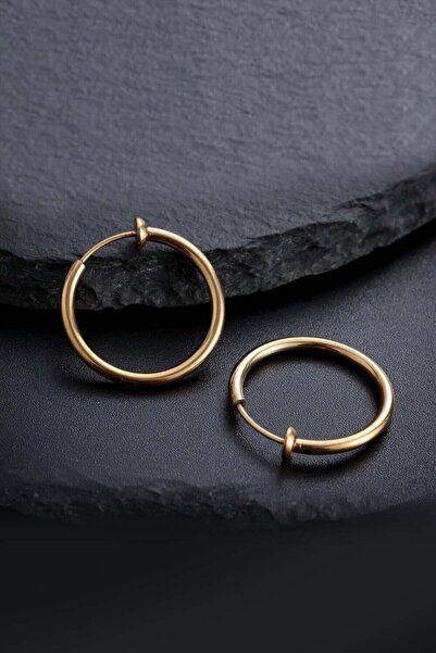 TREND COLLECTİON Unisex Gold Cerrahi Çelik Deliksiz Fake Piercing Tragus Helix Küpe