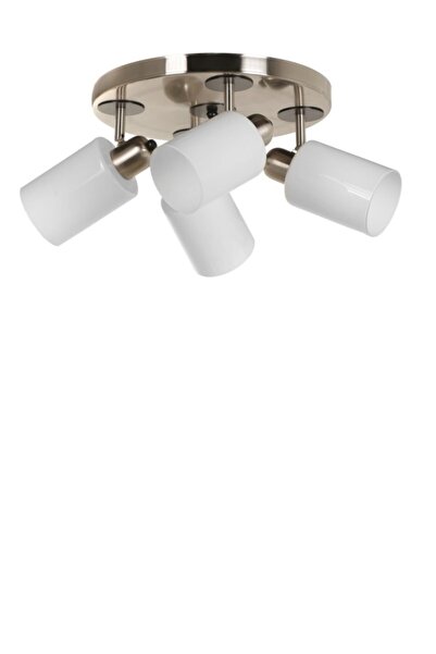 Genel Markalar Hiper Nomi 4 Lü Tepsili Mat Krom Beyaz Camlı Avize 8434-4t