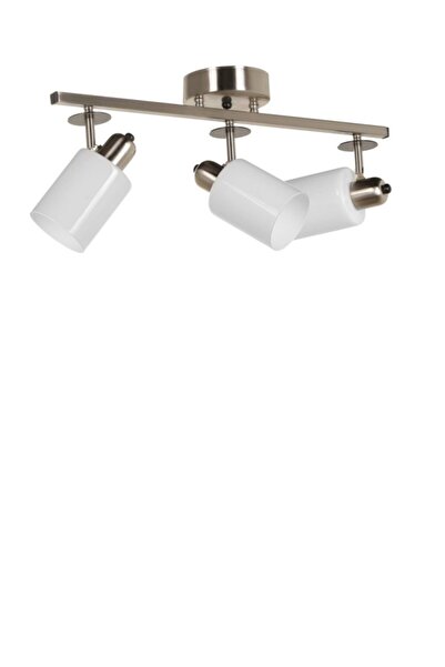 Hiper Yayın Hiper Nomi 3 Lü Sıralı Mat Krom Beyaz Camlı Avize 8434-3