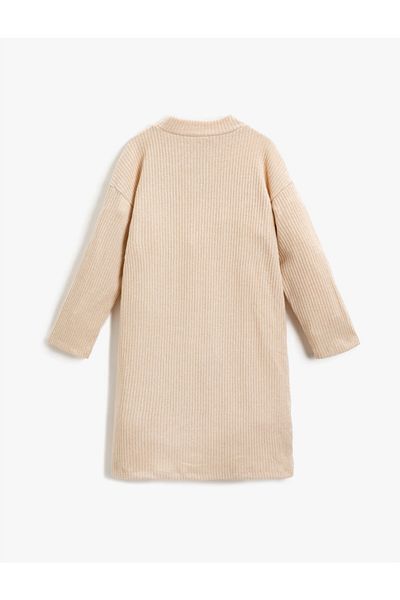 Koton Bedrucktes Kleid im Strick-Look mit halbem Rollkragen