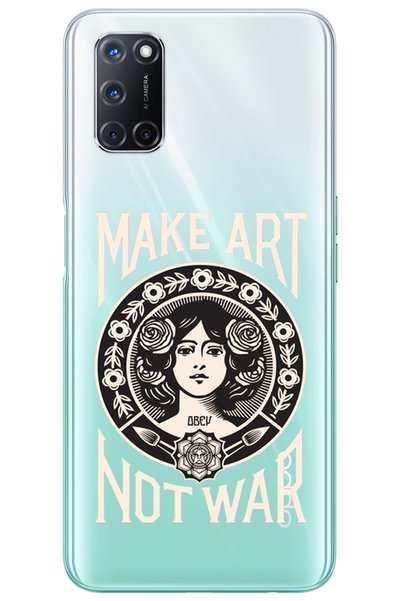 WANNA PROTECT غلاف هاتف من السيليكون الشفاف بتصميم Make Art Not War لهاتف اوب...