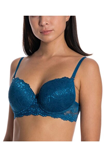 Valensa Petrol Mavisi Dantelli Destekli Sütyen