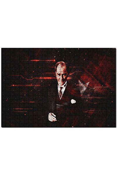 Genel Markalar Atatürk Ve Türk Bayrağı Hologram Arka Plan 1000 Parça Puzzle Yapboz Mdf(ahşap)