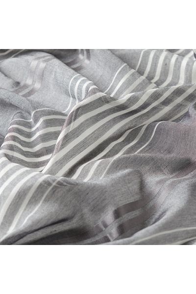 ipekevi Anthracite Perspective Line Patterned Cotton Silk Shawl