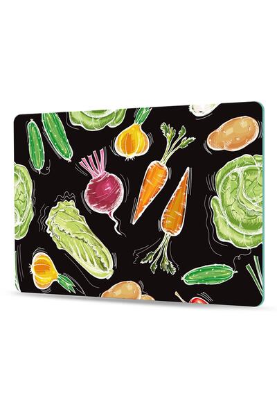 Decovetro Cam Kesme Tahtası Ve Sunum Tablası Sebze Desenli 30x40 Cm