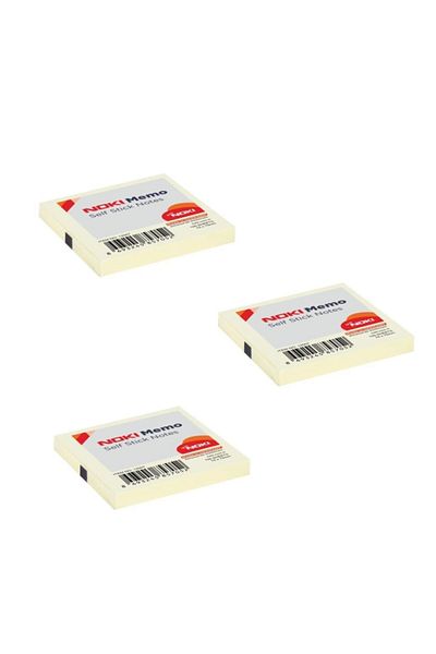 Noki Memo 75 X 75mm Adhesive Note Paper 100 Sheets Yellow 3 Pieces