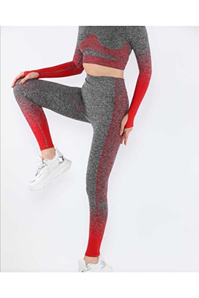 MAGZA Gray Red Recovery Push Up Long Leggings Set