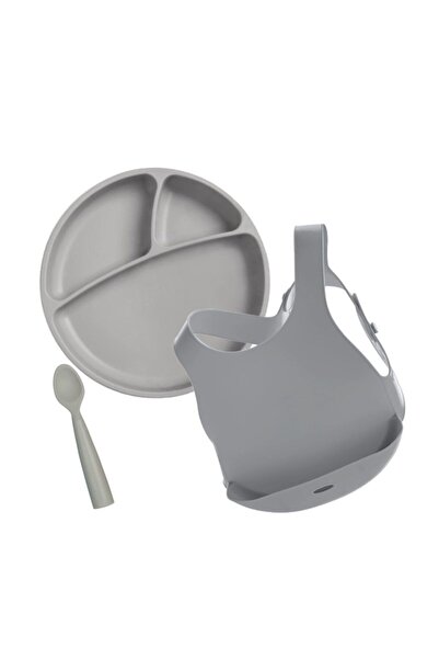 OiOi Silikon Beslenme Seti 3lü Gri
