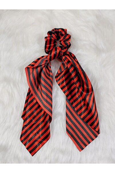 elvin aksesuar Kırmızı Çizgili Fularlı Simit Toka