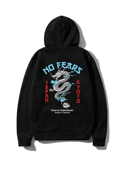 DEEPSENCE Men's Hooded Sweatshit Oversize Nofears Black