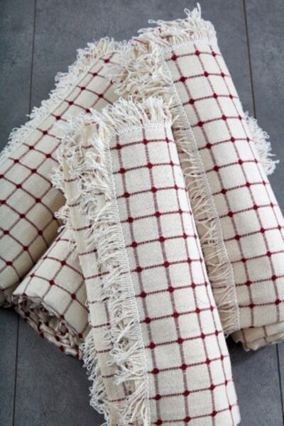 miss linda home collection 100% Cotton Buldan Handwork Claret Red Color Sofa Bed Cover (3+3+1+1)