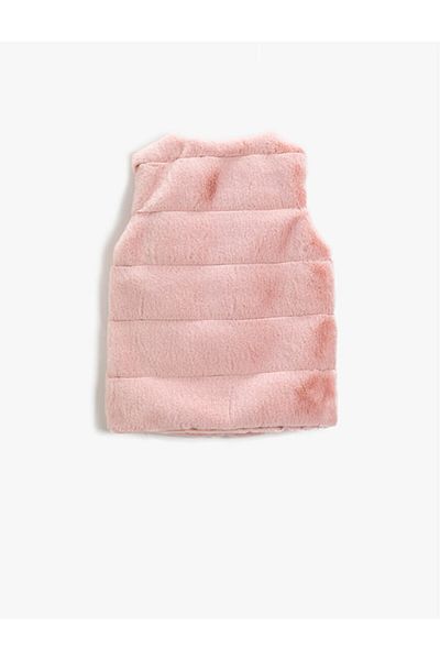 Koton Plush Vest Sleeveless Crew Neck - Salmon