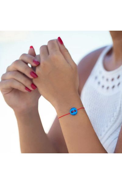 Nev Tasarım Syriac Evil Eye Beaded Red Macrame Rope Bracelet