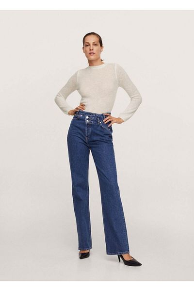 MANGO Woman Women's Ecru Thin Knitted Sweater