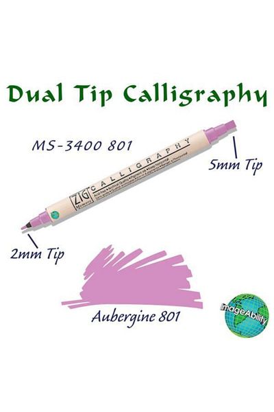 Zig Calligraphy Double Ended Calligraphy Pen 2 mm + 5 mm 801 Aubergine