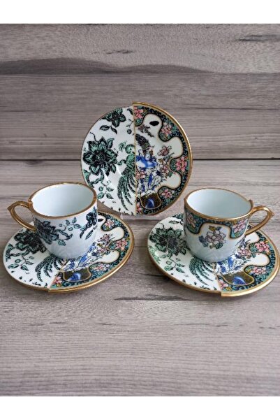 EMİRA HOME Seremony - Double Patterned Coffee Cup Set for 2 People
