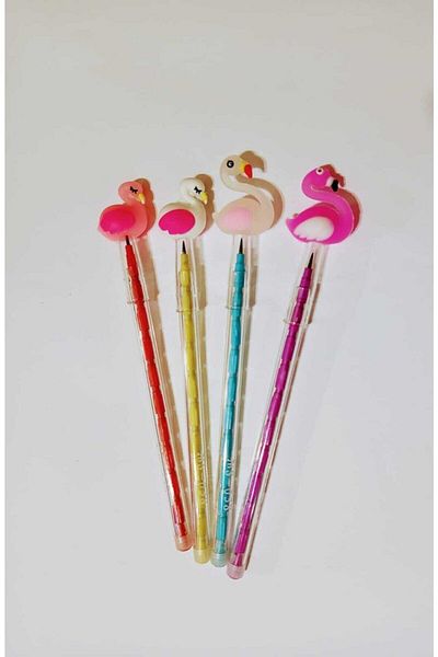 Pippa Set of 4 Egg-laying Pencils with Flamingo Head