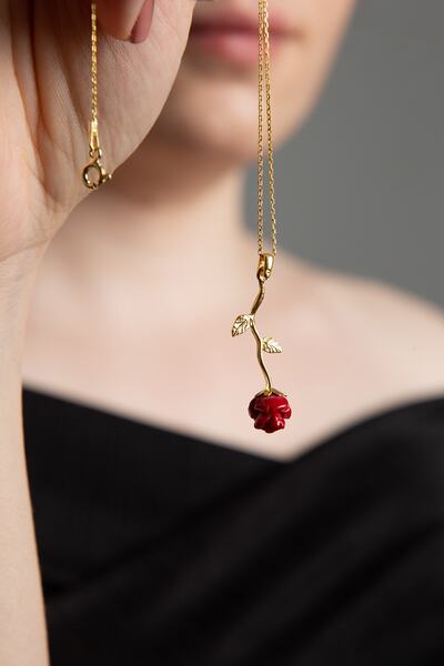 Elika Silver Gülüm Altın Kaplama 925 Ayar Gümüş Kolye