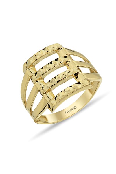myorogold 14 Ayar Altın Kaburga Modeli Taşsız Kalemli Yüzük