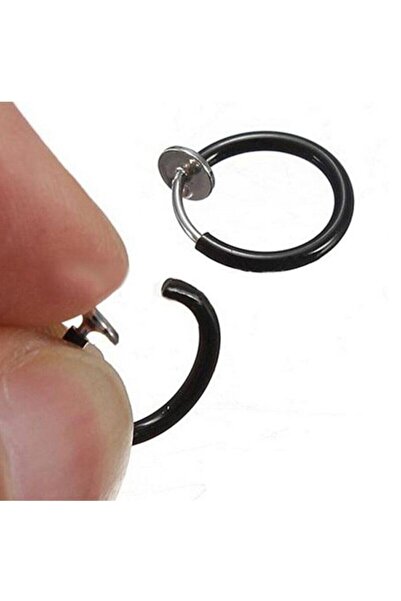TakıConcept Siyah Renk Piercing 1 Çift Burun Dudak Kulak Eklem Yaylı Sıkıştırmalı Küpe
