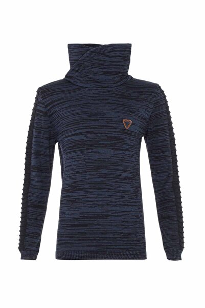 Cipo&Baxx Bp112 Navy Blue Shawl Collar Children's Sweater